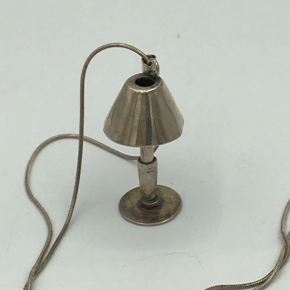 Vintage 3 Dimensional Sterling Silver Lamp Necklace